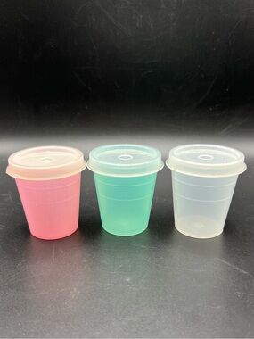 Tupperware Vintage Mini 2oz Pastel Midget Containers Set 3 Cups